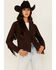 Image #1 - Shyanne Women's Faux Suede Fringe Jacket, Chocolate, hi-res