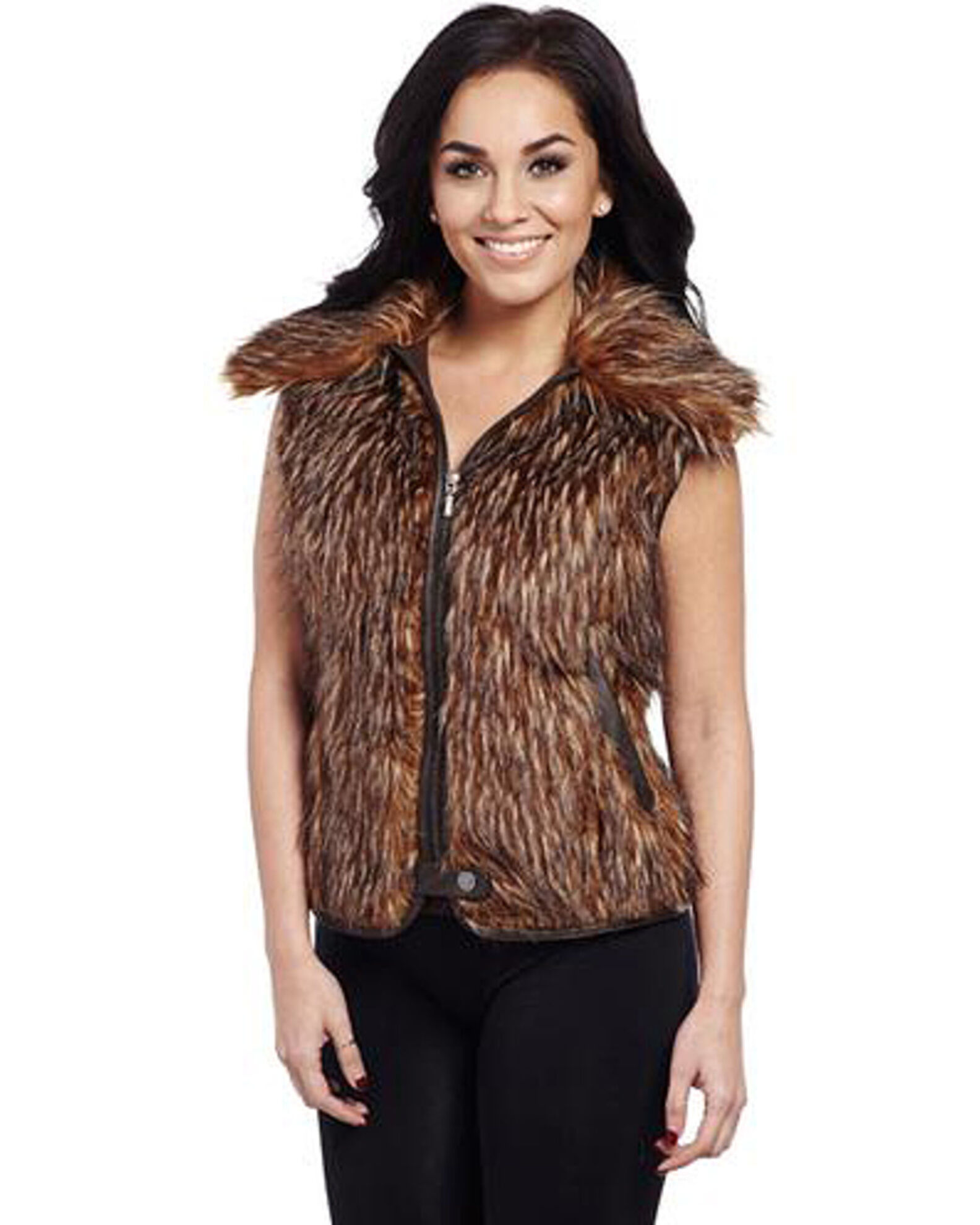 Cripple Creek Women s Brown Faux Fur Vest Sheplers