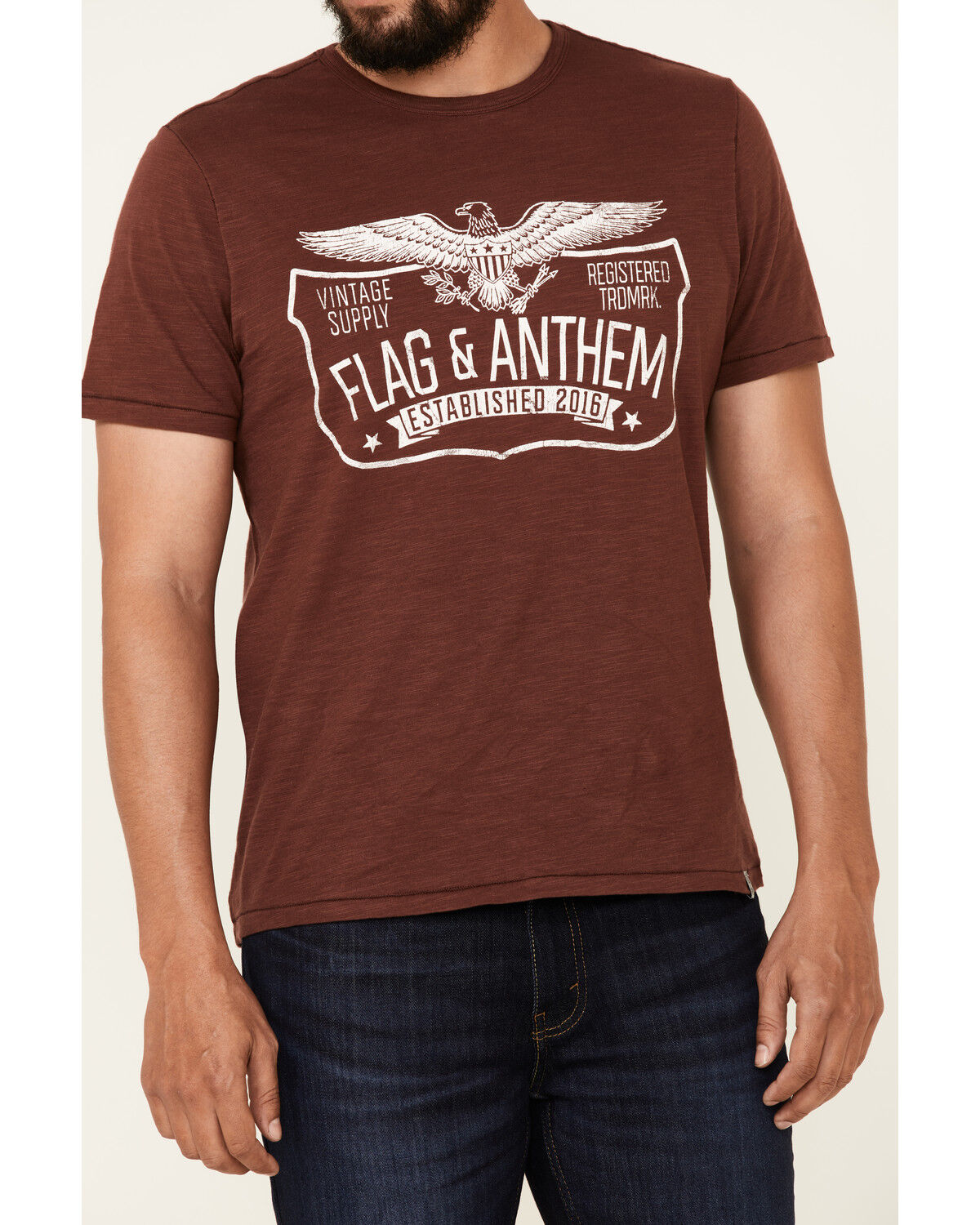 Image #3 - Flag & Anthem Men's Trademark Logo Burnout Short Sleeve T-Shirt, Maroon, hi-res