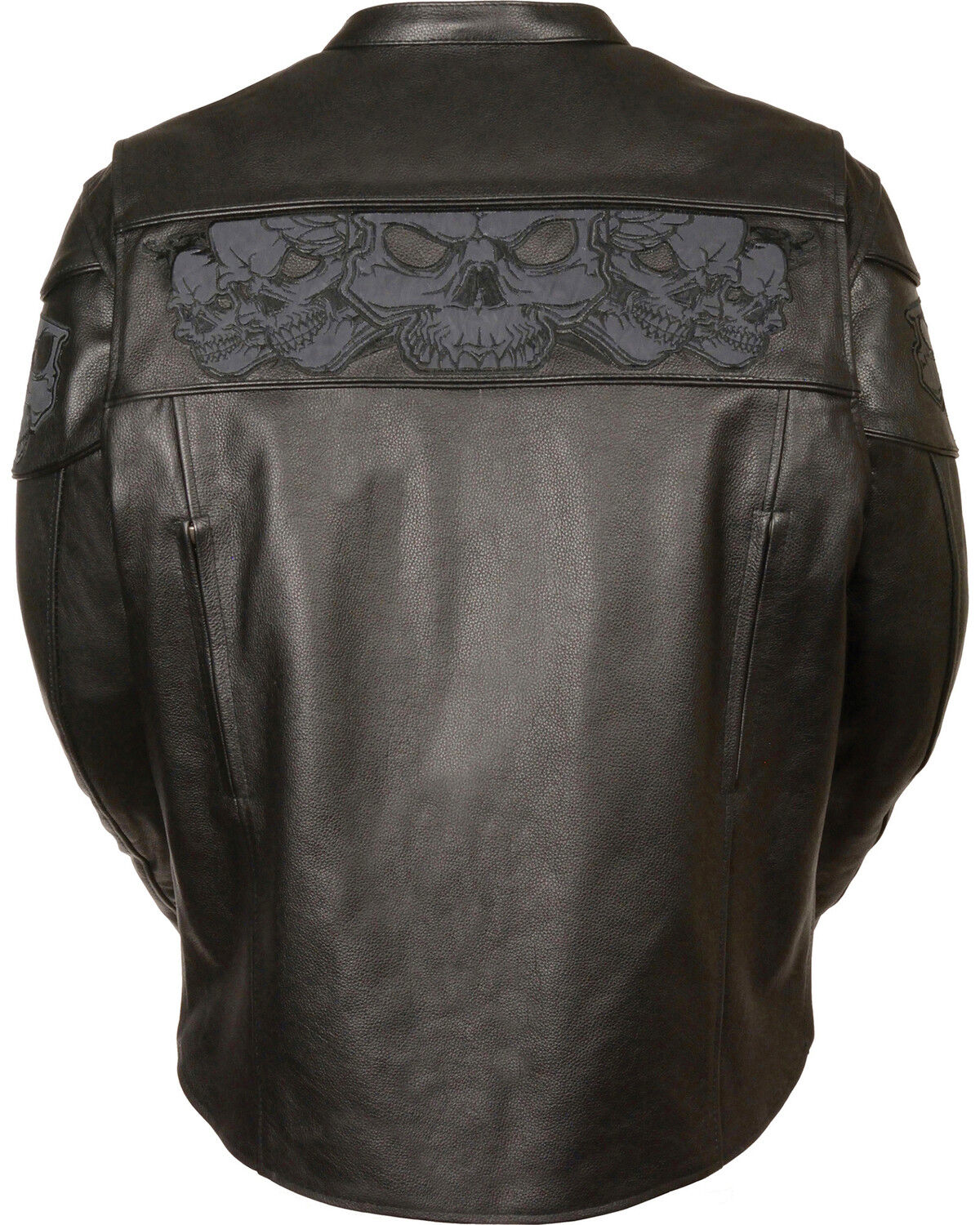 Image #3 - Milwaukee Leather Men's Reflective Skull Crossover Scooter Jacket, Black, hi-res