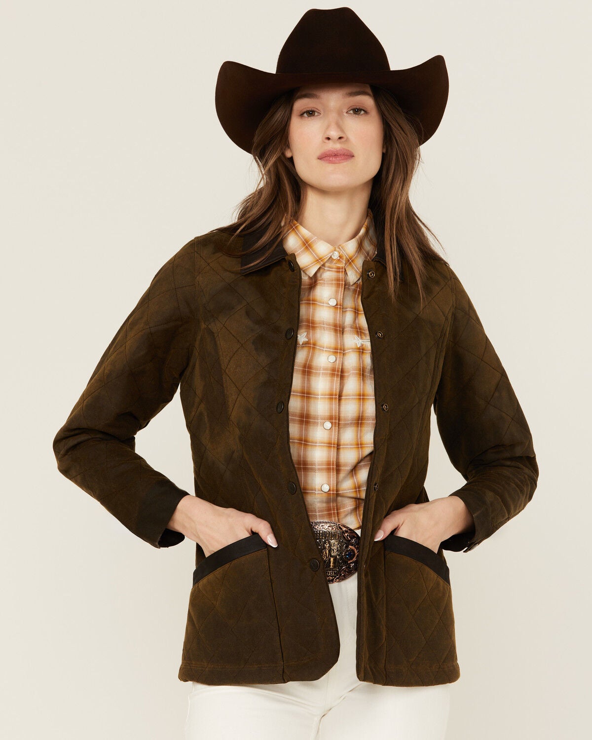 Outback Trading Co Women's Oilskin Barn Jacket, Bronze, hi-res