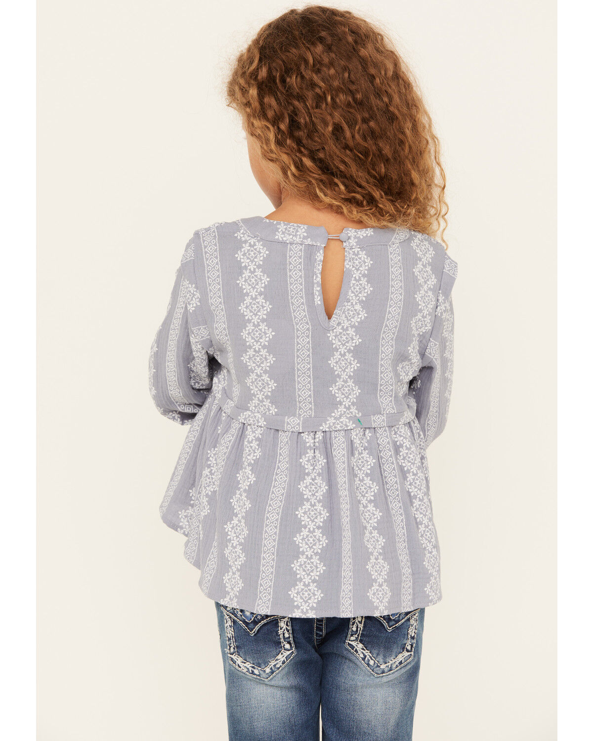 Image #4 - Hayden LA Girls' Printed Long Sleeve Woven Shirt, Blue, hi-res