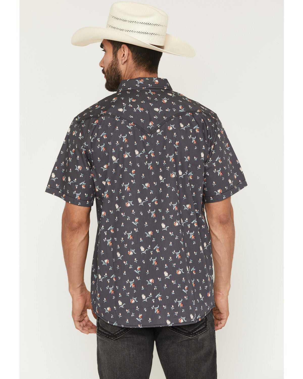 Image #4 - Moonshine Spirit&reg; Men's Mardi Gras Floral Print Short Sleeve Snap Western Shirt, Black, hi-res