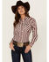 Image #2 - Wrangler Retro Women's Striped Long Sleeve Snap Western Shirt, Burgundy, hi-res