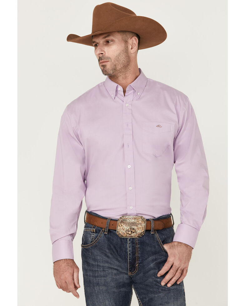 Reisistol Men's Branferd Purple Long Sleeve Button-Down Western Shirt , Purple, hi-res
