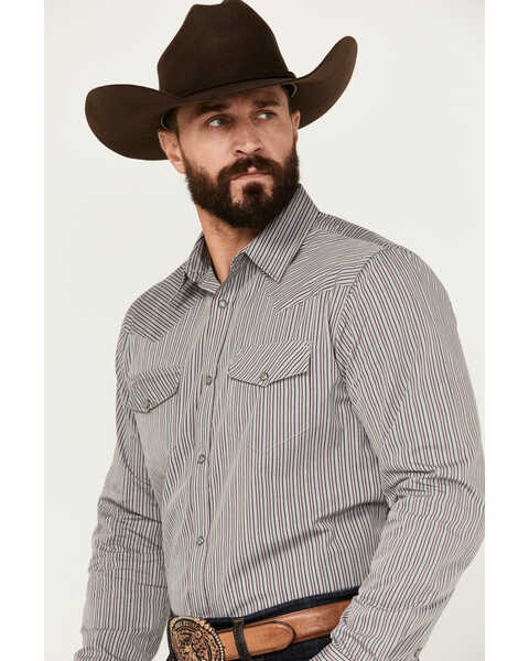 Image #2 - Gibson Trading Co Men's Together Striped Print Long Sleeve Snap Western Shirt, Ivory, hi-res