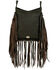 American West Women's Studded Fringe Crossbody Messenger, Chocolate, hi-res