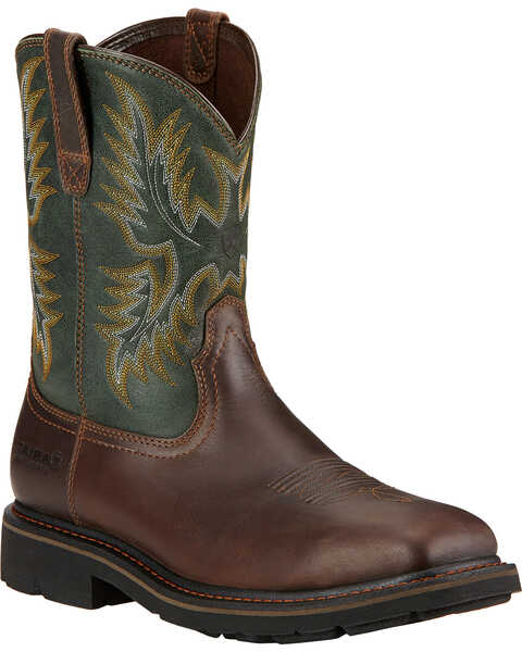 Ariat Men's Sierra Western Work Boots - Steel Toe, Dark Brown, hi-res