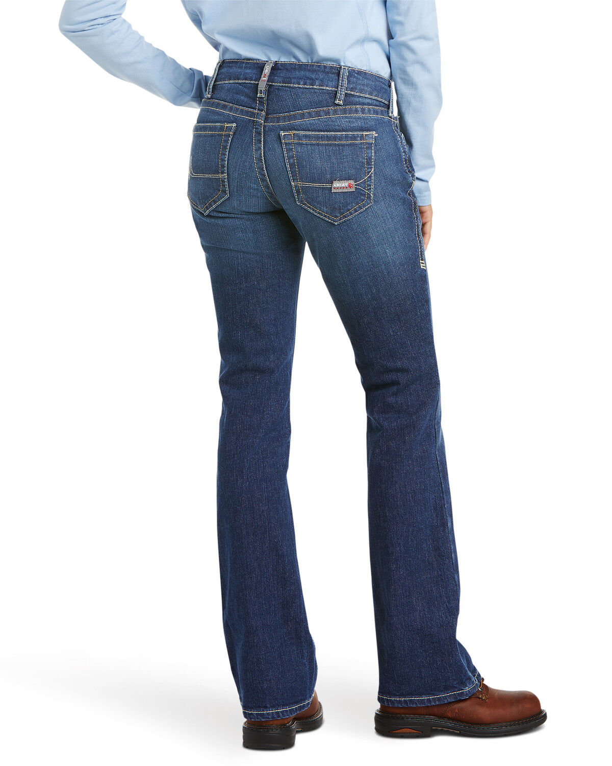 Image #5 - Ariat Women's FR Bootcut Stretch Work Jeans, Denim, hi-res