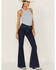 Shyanne Women's Mr. Flare Retro Stripe Flare Jeans, Dark Wash, hi-res