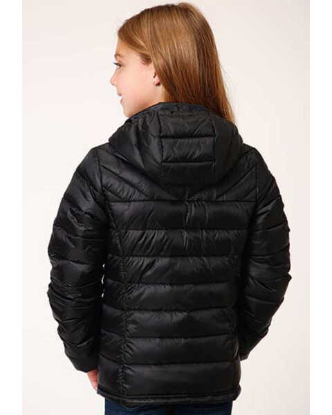 Roper Girls' Solid Crushable Parachute Zip-Front Hooded Nylon Jacket , Black, hi-res