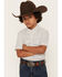 Image #1 - Rock & Rock Denim Boys' Tek Geo Print Short Sleeve Pearl Snap Stretch Western Shirt, White, hi-res
