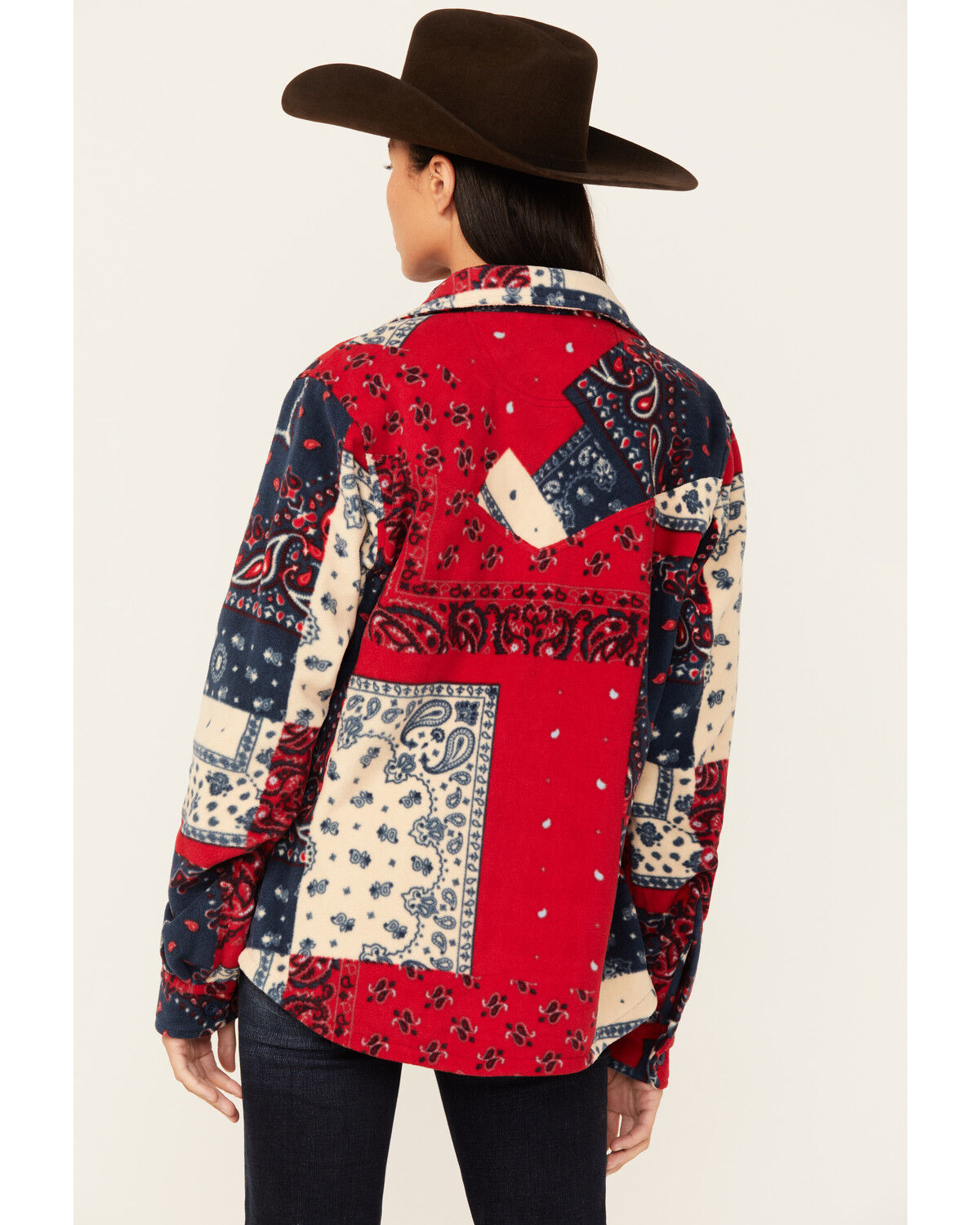 Image #4 - Outback Trading Co Women's Bandana Print Long Sleeve Haley Big Shirt, Red, hi-res