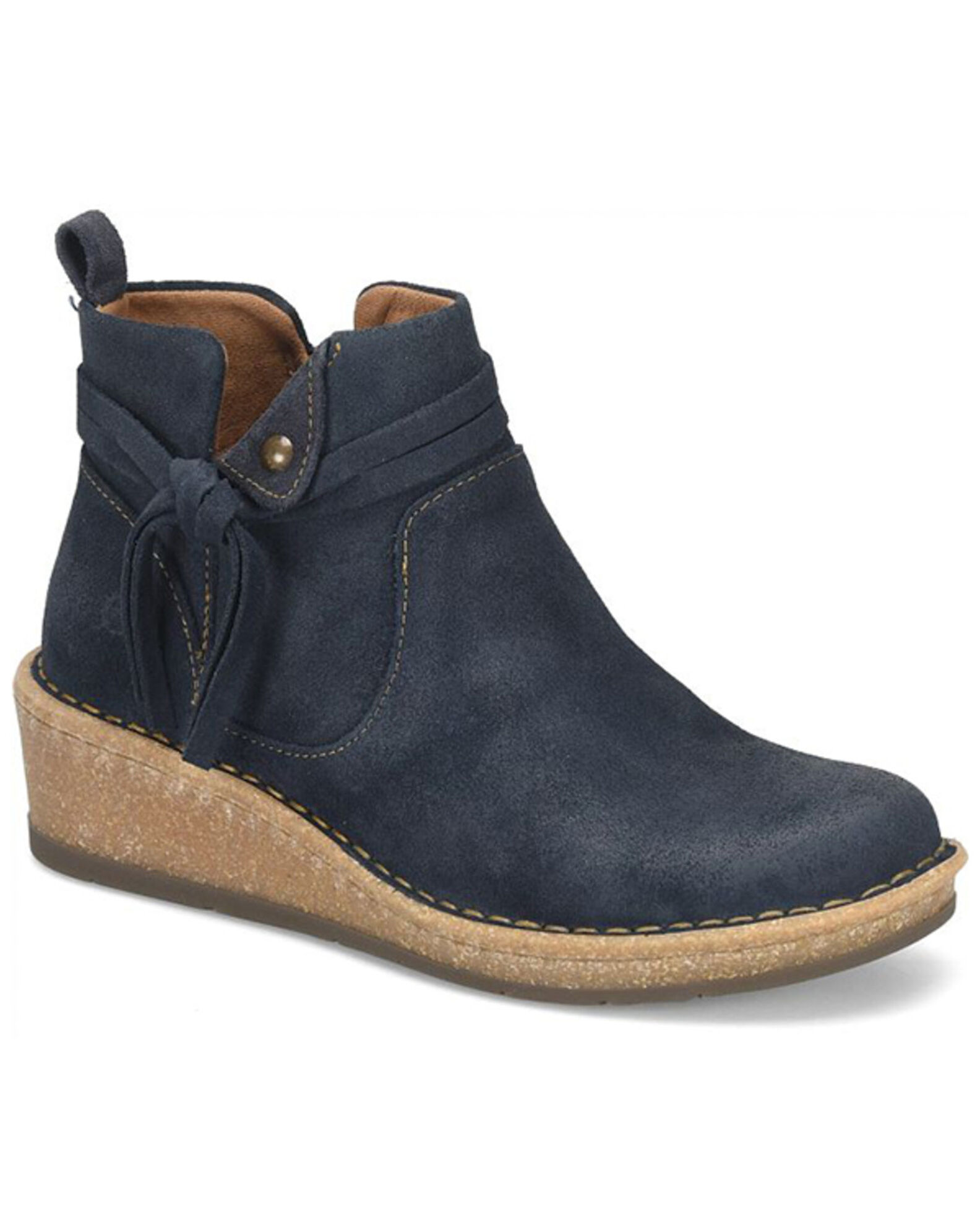 Born Vaughn Distressed Suede Wedge Ankle Booties 6.5