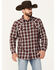 Image #1 - Moonshine Spirit Men's Red Dawn Plaid Print Long Sleeve Snap Western Shirt, Red, hi-res