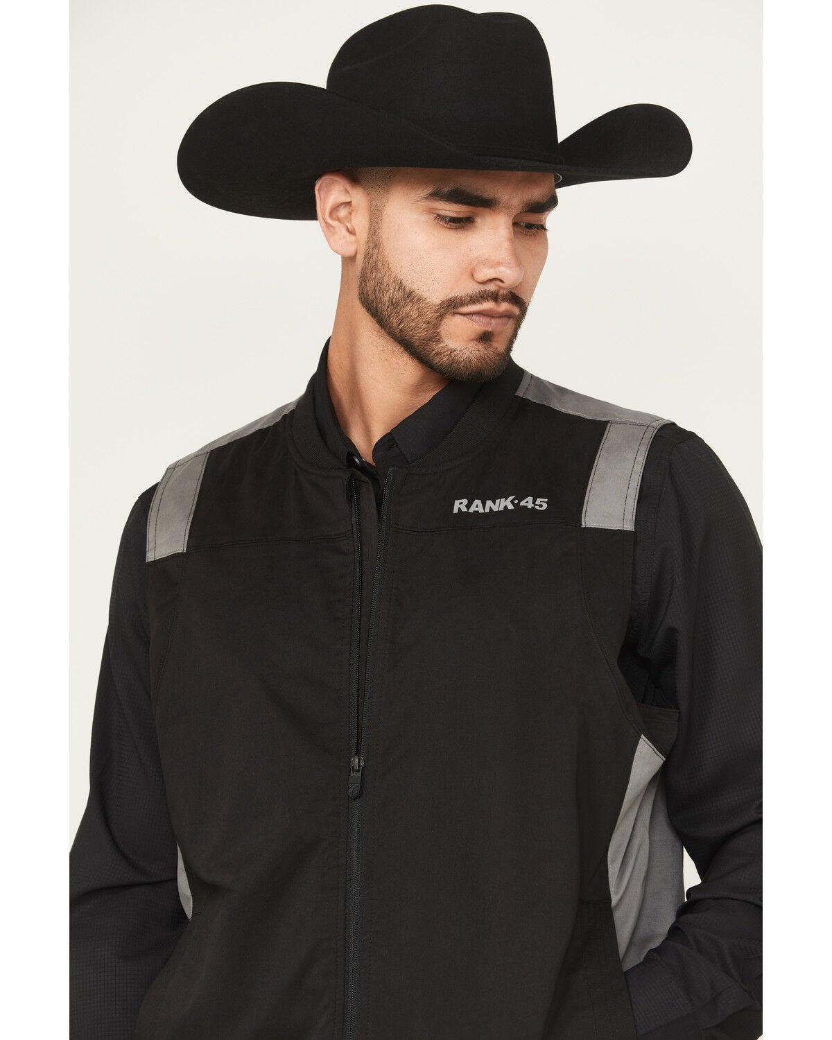 Image #2 - RANK 45&reg; Men's Starburst Bomber Vest, Black, hi-res