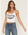 Image #1 - Merch Traffic Women's Ford Mustang Cropped Graphic Tank, White, hi-res