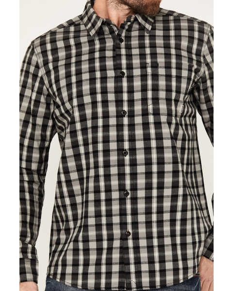 Image #4 - Brothers and Sons Men's Atascosa Plaid Print Long Sleeve Button-Down Western Shirt, Black, hi-res