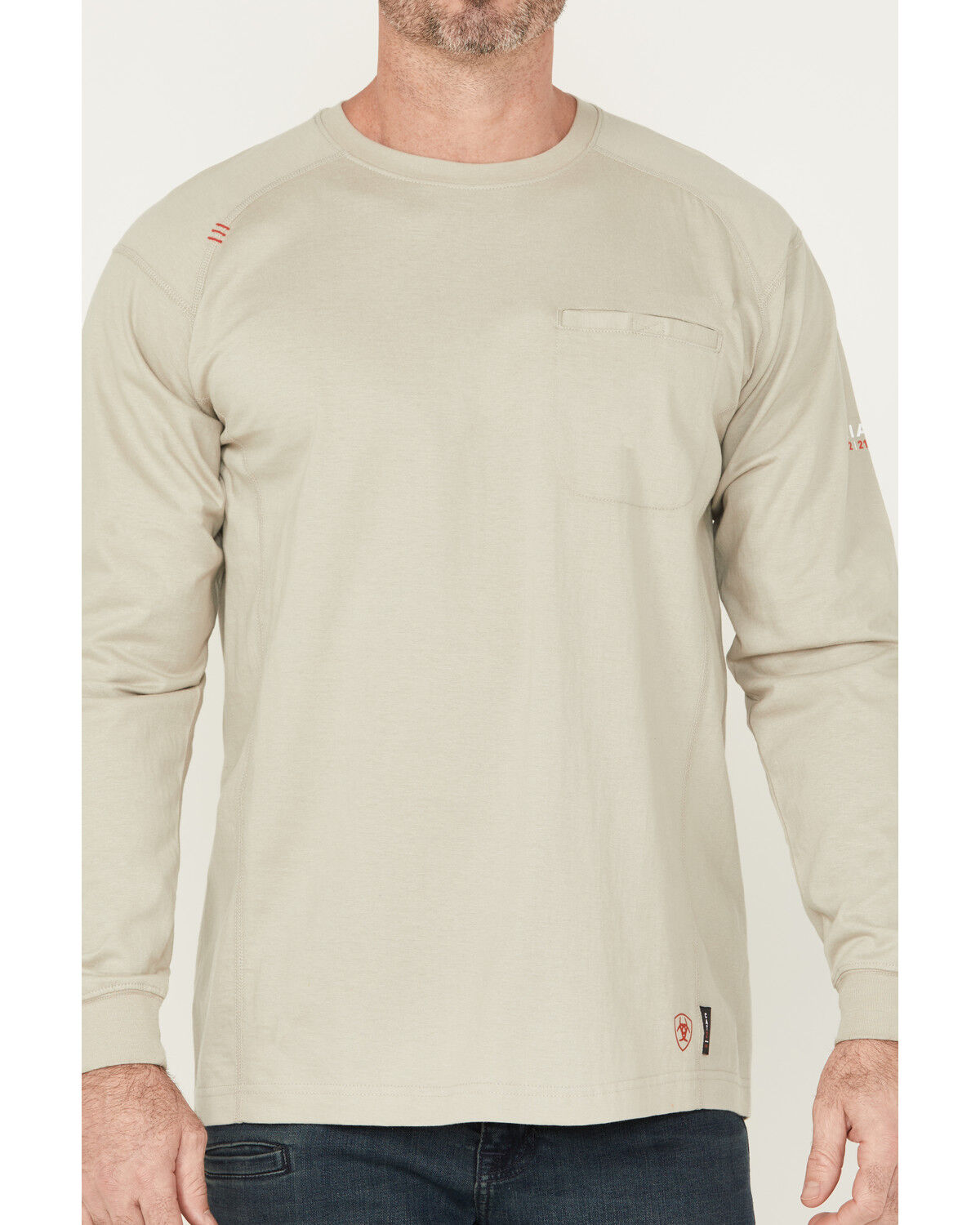 Image #4 - Ariat Men's FR Air USA Scream Long Sleeve Work T-Shirt - Tall, Grey, hi-res