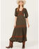 Shyanne Women's Two Tone Embroidered Dress, Forest Green, hi-res