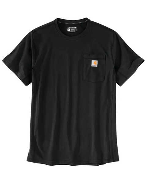 Image #1 - Carhartt Men's Force Relaxed Midweight Logo Pocket Work T-Shirt - Big, Black, hi-res