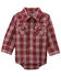 Image #1 - Wrangler Infant Boys' Plaid Print Long Sleeve Snap Western Onesie, Burgundy, hi-res