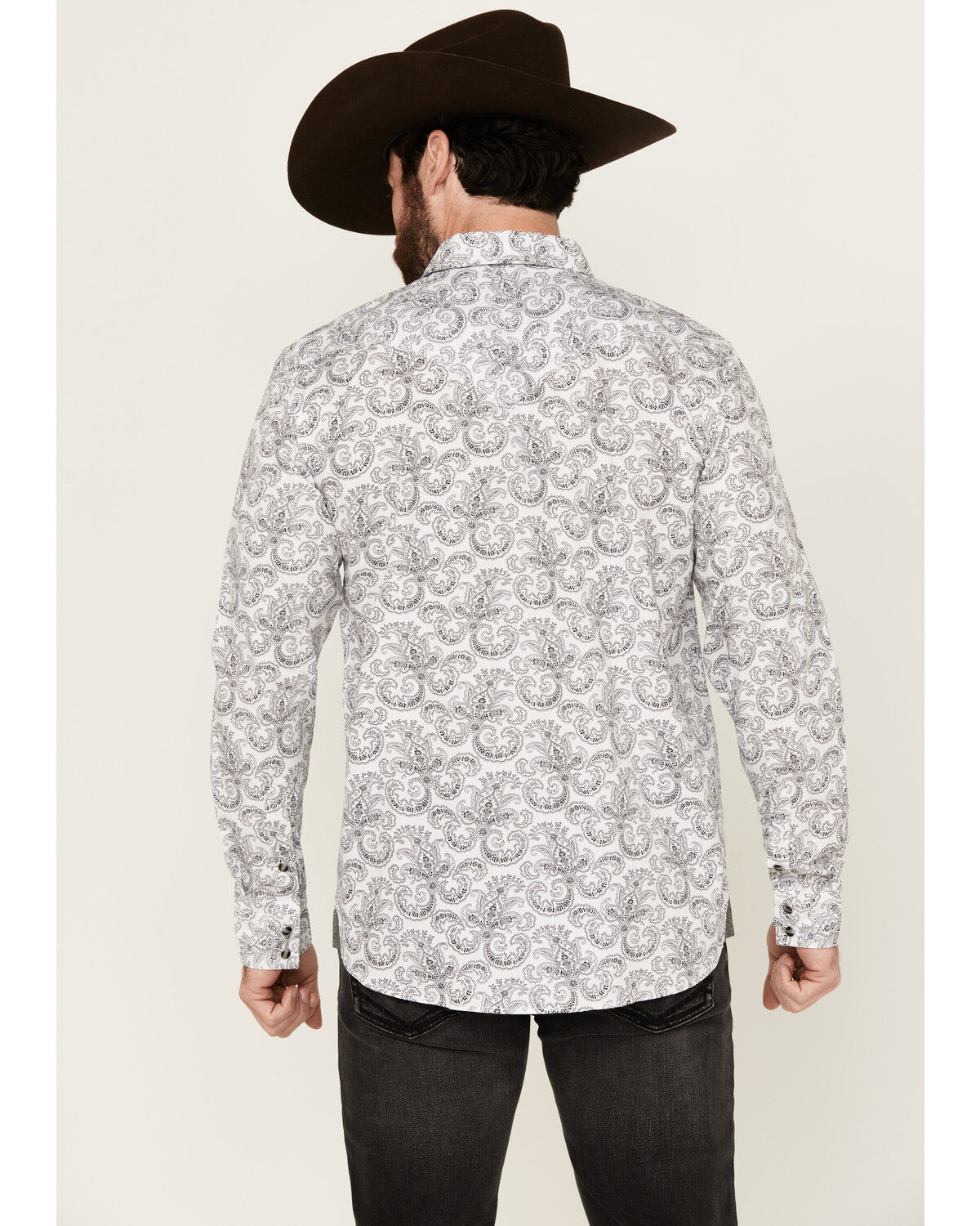 Image #4 - Moonshine Spirit Men's Empire Paisley Print Long Sleeve Snap Western Shirt, White, hi-res