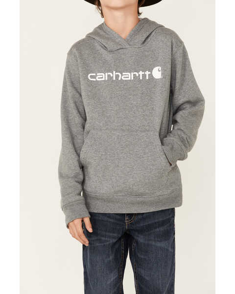 Image #2 - Carhartt Boys' Dark Grey Heavy Zip-Front Fleece Sweatshirt , , hi-res