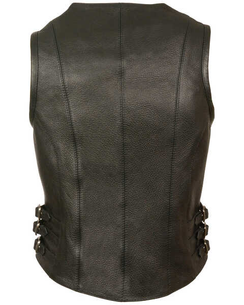 Image #2 - Milwaukee Leather Women's V Neck Zipper Front Side Buckle Vest - 3X, Black, hi-res
