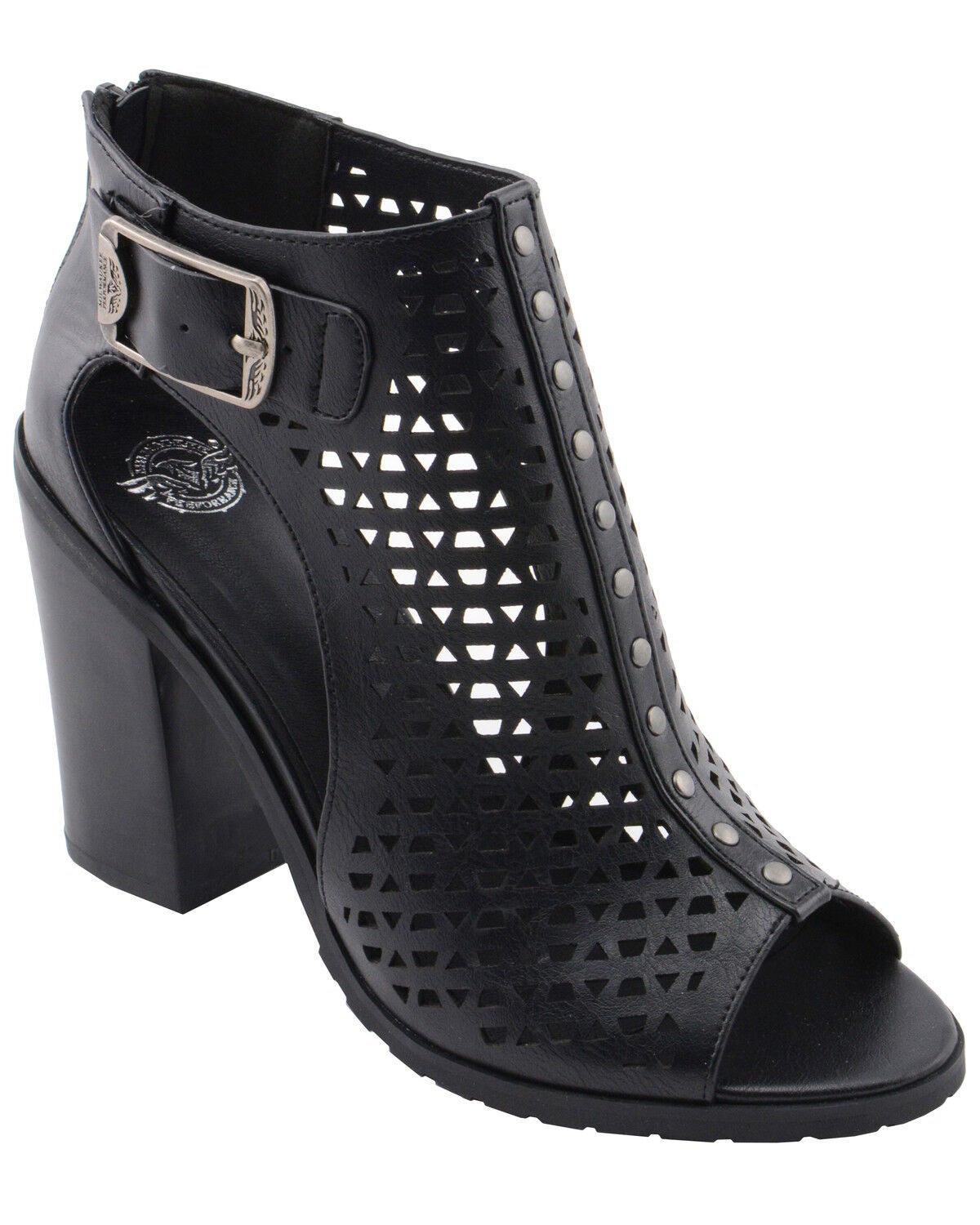 Milwaukee Performance Women's Platform Heel Mesh Top Sandals, Black, hi-res