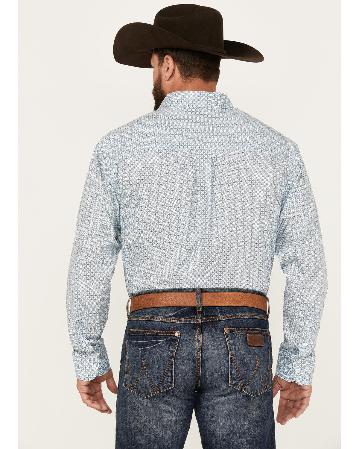 Image #4 - George Strait by Wrangler Men's Geo Print Long Sleeve Button-Down Western Shirt, , hi-res