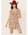 Image #1 - Angie Women's Floral Print Short Sleeve Tiered Ruffle Dress , Ivory, hi-res