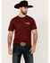 Image #1 - Wrangler Men's Boot Barn Exclusive Cowboy Southwestern Short Sleeve Graphic T-Shirt, Burgundy, hi-res