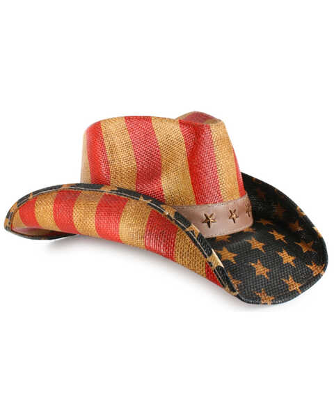 Cody James Men's Justice American Flag Drifter Straw Cowboy Hat, Am Spirit, hi-res