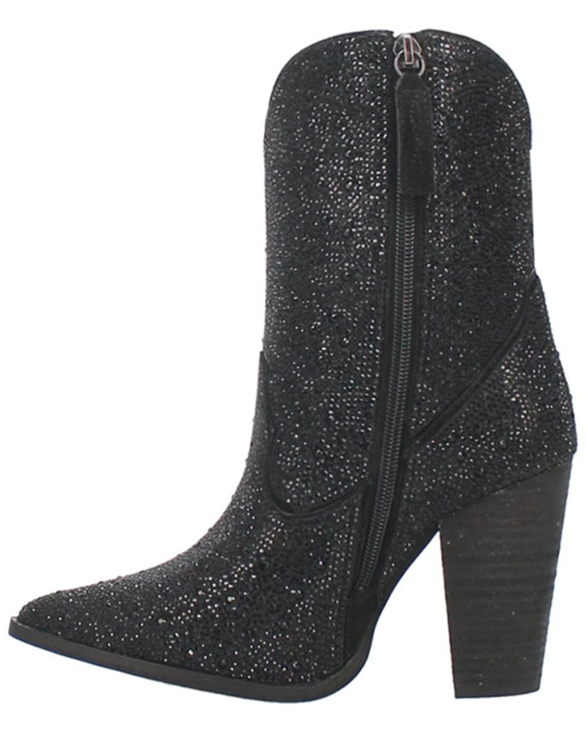 Image #3 - Dingo Women's Neon Moon Rhinestone Booties - Round Toe, Black, hi-res