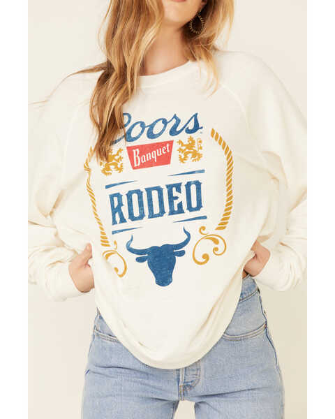 Recycled Karma Women's White Coors Rodeo Graphic Long Sleeve Top, White, hi-res