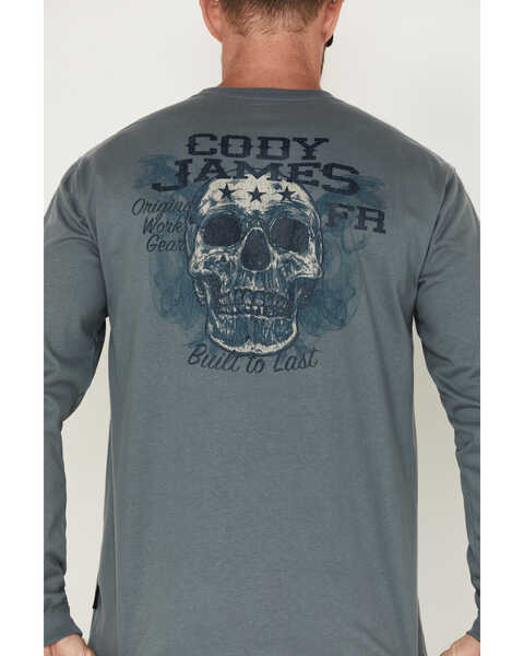 Image #4 - Cody James Men's FR Skull Logo Graphic Long Sleeve Work T-Shirt , Slate, hi-res