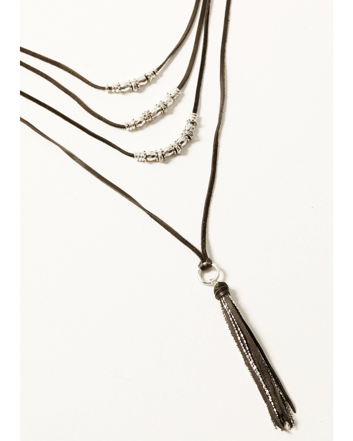 Shyanne Women's Dakota Layered Leather Necklace, Silver, hi-res