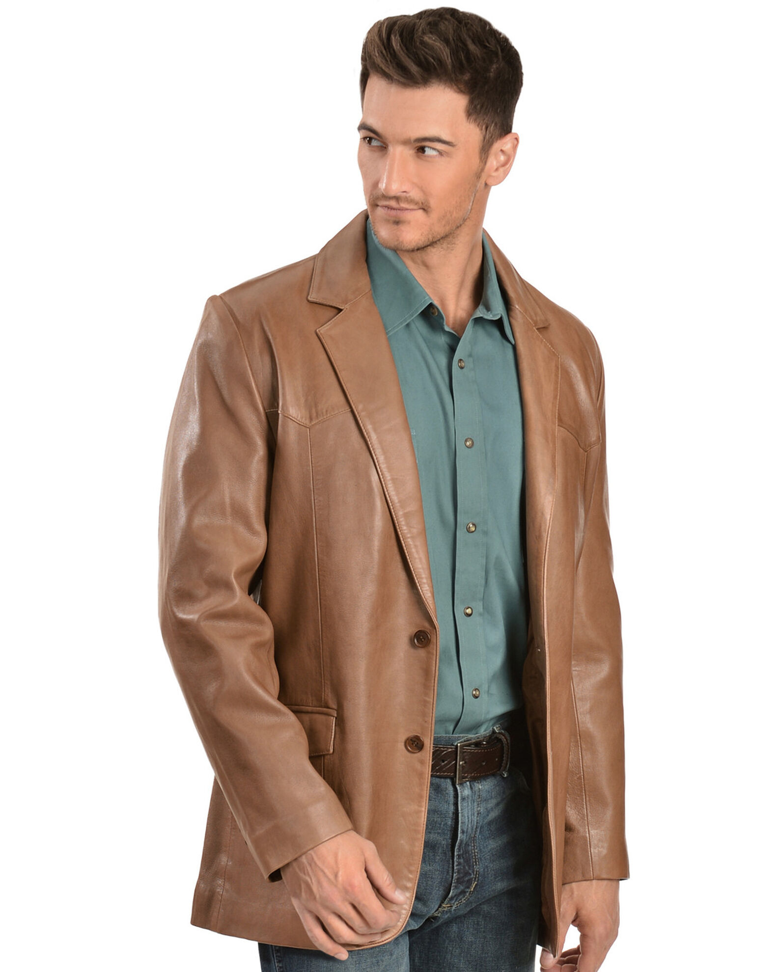 Scully Leather Mens Western Lambskin Blazer Antique Brown