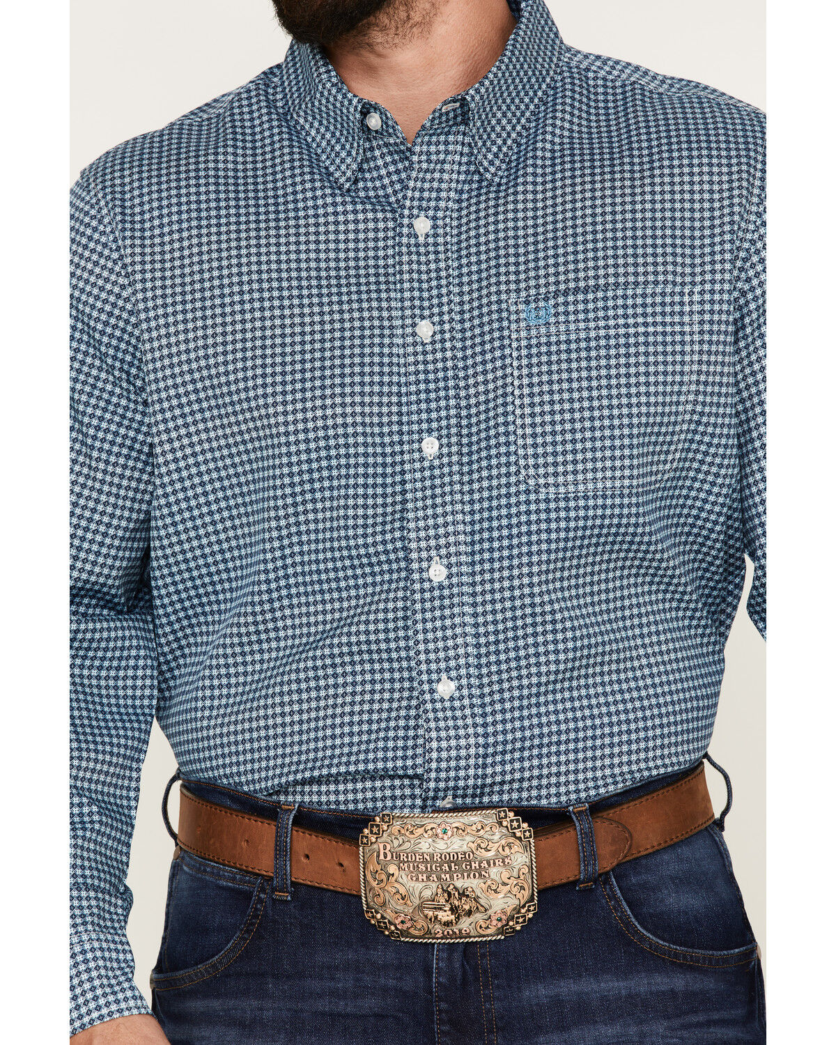Image #3 - Panhandle Men's Performance Geo Print Long Sleeve Button Down Shirt, , hi-res