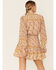 Miss Me Women's Ditsy Floral Long Sleeve Peasant Mini Dress, Mustard, hi-res