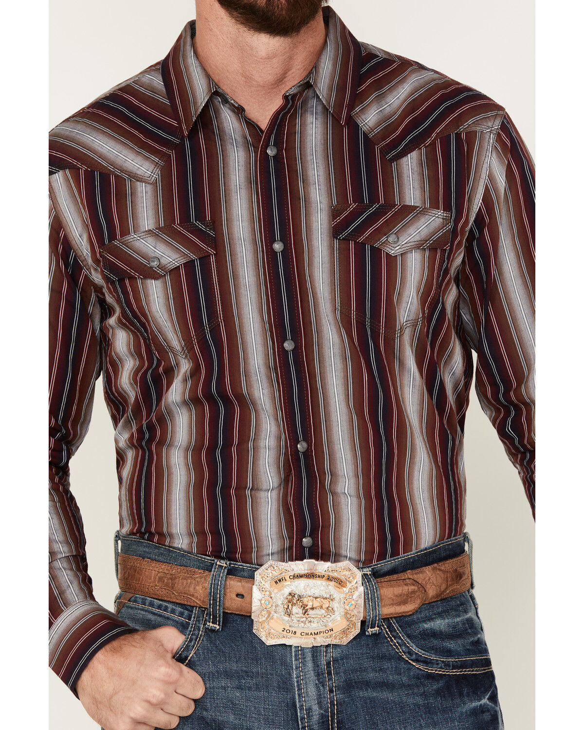 Image #3 - Moonshine Spirit Men's The Vault Long Sleeve Snap Western Shirt, Burgundy, hi-res
