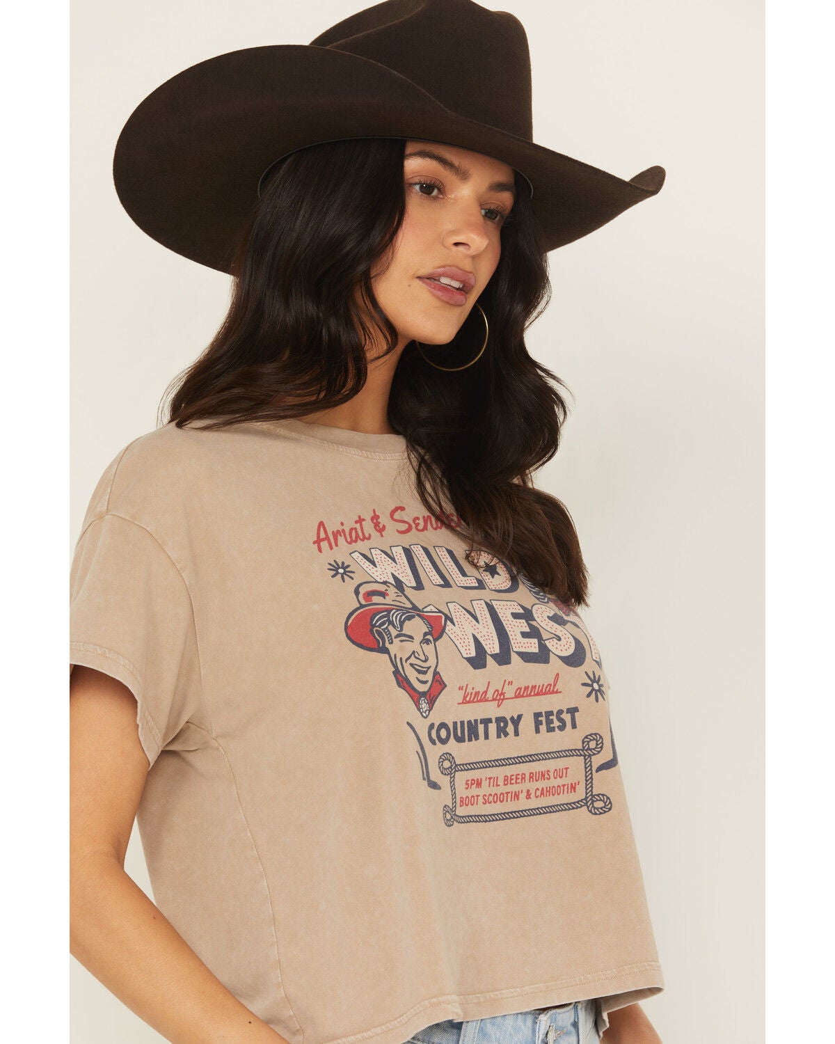 Image #2 - Ariat X Sendero Women's Wild West Short Sleeve Graphic Tee, Brown, hi-res