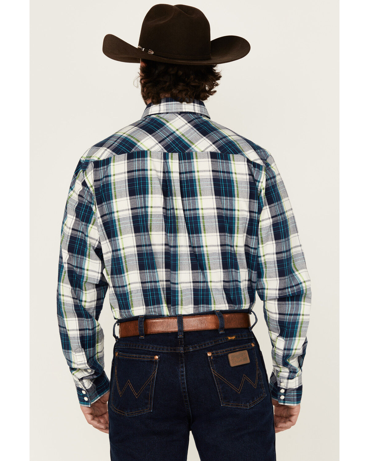 Image #4 - Roper Men's West Made Plaid Print Long Sleeve Snap Western Shirt, Blue, hi-res