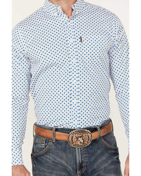 Image #3 - Ariat Men's Mac Geo Print Long Sleeve Button-Down Stretch Western Shirt, White, hi-res