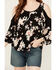 Image #3 - Wild Moss Women's Floral Print Cold Shoulder Top, Black, hi-res