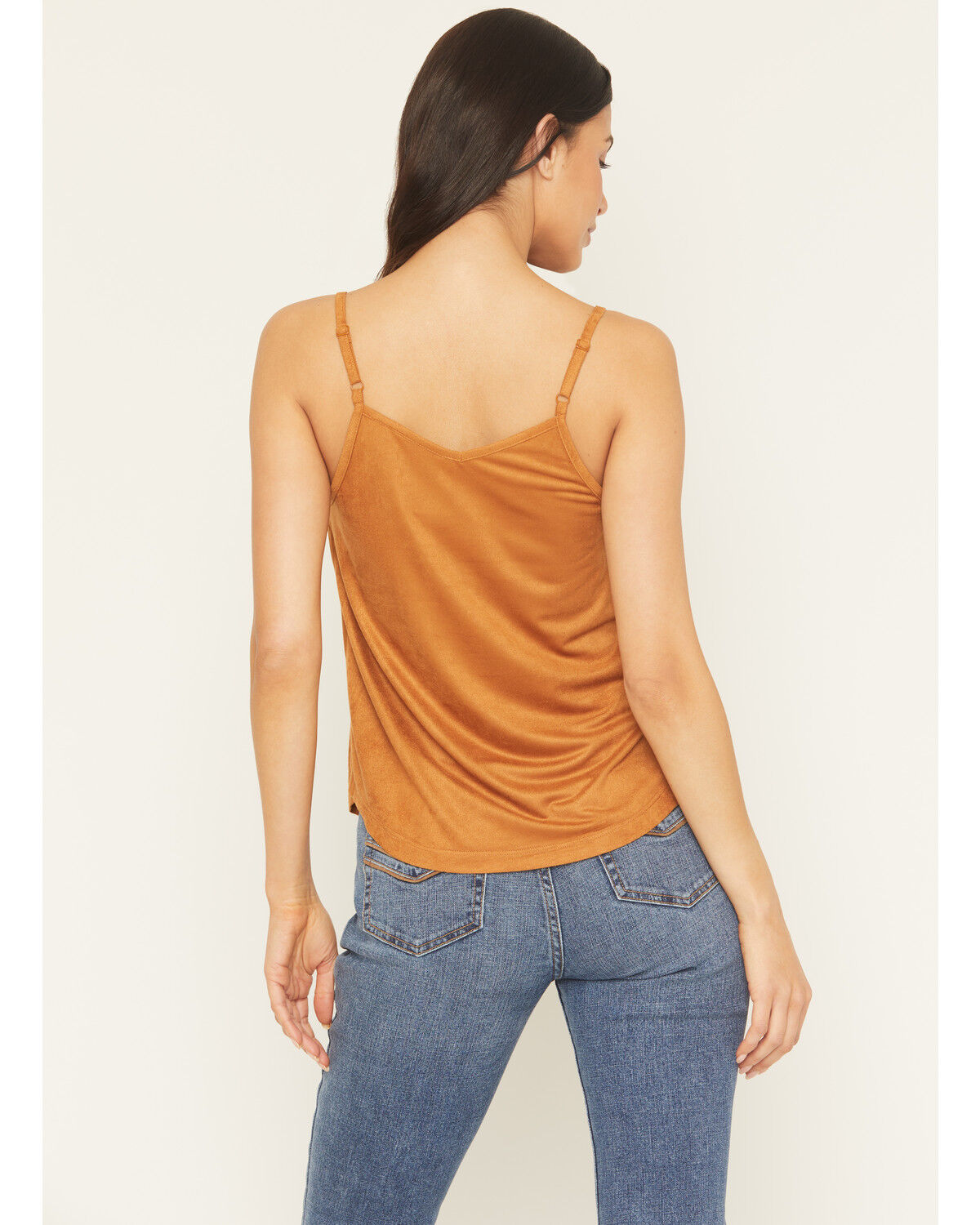 Image #4 - Shyanne Women's Solid Faux Suede Sleeveless Crochet Tank Top, Oatmeal, hi-res