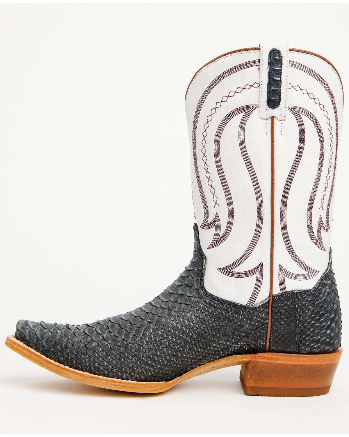 Image #3 - Dan Post Men's Exotic Python Belly Western Boots - Snip Toe, Blue, hi-res
