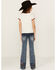 Image #3 - Grace in LA Girls' Medium Wash Floral Embroidered Stretch Flare Jeans , Medium Wash, hi-res