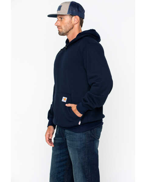 Image #4 - Carhartt Men's FR Hooded Pullover Solid Work Sweatshirt , Navy, hi-res